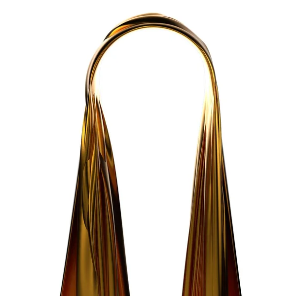 Golden Hängande Metallduk Fashionabla Dynamiska Abstrakt Rendering Elegant Modern Grafiskt — Stockfoto