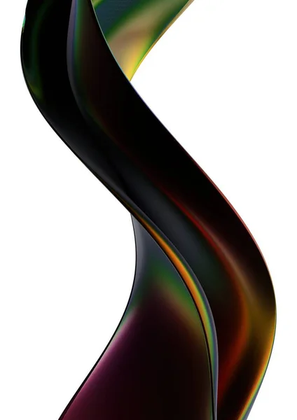 彩色彩虹有机薄板弯曲抽象戏剧化现代豪华3D渲染平面设计元素背景材料高品质3D插图 — 图库照片
