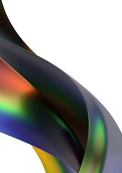 Chrome Rainbow Ondulado Cortina Placa Metal Abstrato Dramático Moderno Luxuoso — Fotografia de Stock
