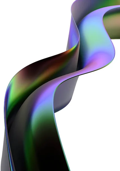 Arco Íris Cromado Orgânico Bonito Bezier Metal Como Fluxo Abstrato — Fotografia de Stock