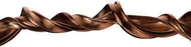Bronz izole edilmiş ince metal akış bandı soyut dramatik modern lüks 3D grafiksel tasarım elementleri malzeme yüksek kaliteli 3d illüstrasyon.