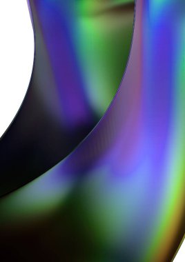 krom gökkuşağı modern sanat ince metal plaka soyut dramatik modern lüks lüks 3D grafik tasarım elementleri yüksek kaliteli 3D illüstrasyon.