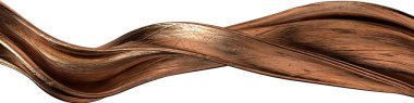 Bronz izole edilmiş bükülmüş metal kıvrımlar soyut dramatik modern lüks 3D grafiksel tasarım elementleri yüksek kaliteli 3d illüstrasyon.