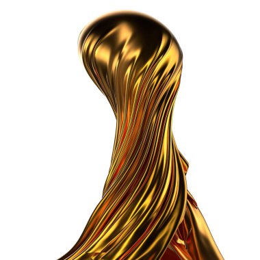 Altın yükselen metalik kumaş modaya uygun soyut dinamik üç boyutlu modern grafik elementi yüksek kaliteli 3D görüntü.