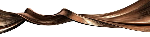 Bronze Torcido Curva Metal Ondulante Isolado Abstrato Dramático Luxo Moderno — Fotografia de Stock