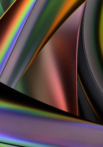 Arco Íris Cromado Placa Metal Simplificada Abstrato Luxo Moderno Luxo — Fotografia de Stock