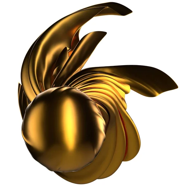 Paño Metálico Dorado Con Esferas Moda Dinámica Abstracta Renderizado Elegante — Foto de Stock