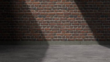 Tuğla ve asfalt rengi duvar gölgesi boş duvar gölgesi eski atmosfer 3 boyutlu arka plan tasarımı malzemesi yüksek kalite 3D görüntü.