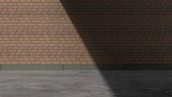 Цегляна Асфальтована Оранжева Стіна Бордюр Діагональною Тінь Чистою Порожньою Стіною — стокове фото