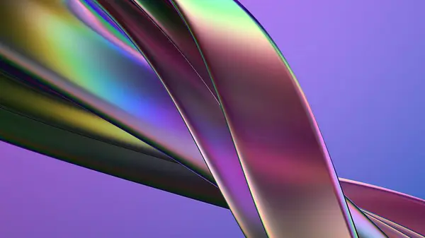 彩虹色简单扭曲金属板迷幻网络庞克现代3D渲染背景材料高品质3D插图 — 图库照片