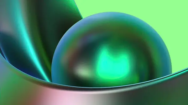 Arco Íris Cromo Dobra Placa Envolvente Esfera Metálica Cyberpunk Psicodélico — Fotografia de Stock