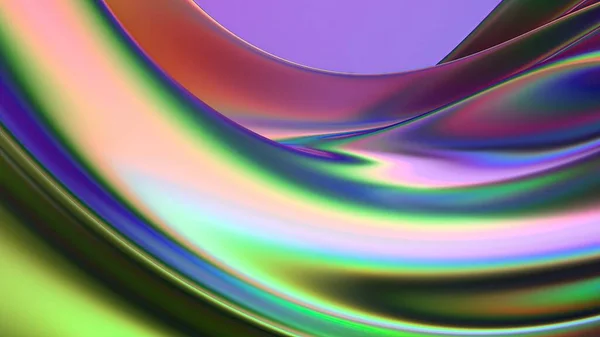 彩虹色金属板令人印象深刻的现代艺术迷幻网络庞克现代3D渲染背景材料高品质3D插图 — 图库照片