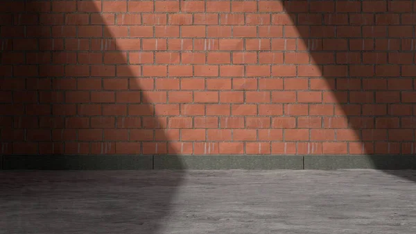 Außenbereich Beton Boden Ergänzt Backsteinmauer Raum Mit Scharfen Schatten Abstrakte — Stockfoto