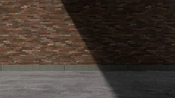 Открытый Бетонный Пол Поддерживает Пространство Кирпичной Стены Резкими Тенями Абстрактные — стоковое фото
