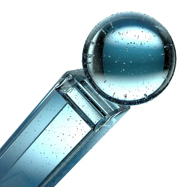 Cristal Isolado Transparente Água Recipiente Geometria Abstrato Frio Gelado Elegante — Fotografia de Stock