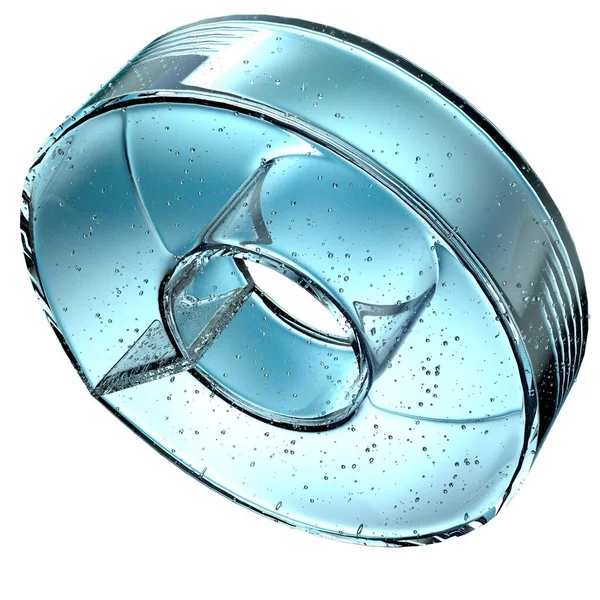 Isolated Transparent Watery Crystal Cylinder Geometry Abstract Cold Icy Elegant — Stock Photo, Image