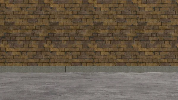 Parede Tijolo Exterior Chão Concreto Simetricamente Forrado Espaço Abstrato Rua — Fotografia de Stock