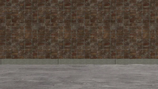 Außenbereich Betonboden Unterstreicht Ziegelmauer Raum Abstrakt Straße Moderne Rendering Hintergrund — Stockfoto