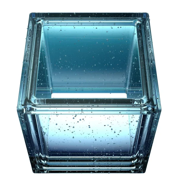 水抽象冷たい雰囲気氷として透明絶縁幾何学的結晶ボックスエレガントでモダンな3Dレンダリングデザイン材料高品質の3Dイラスト — ストック写真