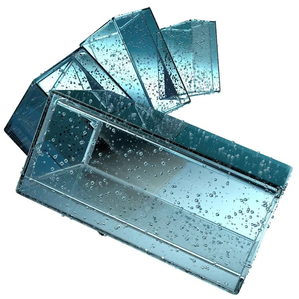 Isolado Cristal Transparente Geometria Recipiente Abstrato Frio Atmosfera Gelado Elegante — Fotografia de Stock