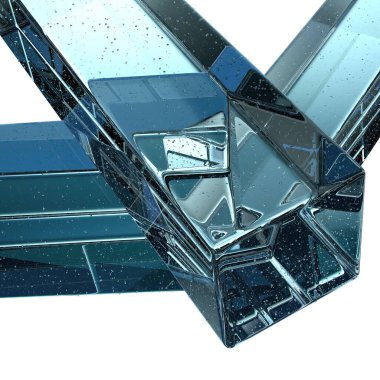 İzole edilmiş geometri şeffaf kristal şekil soyut soğuk atmosfer buzlu modern 3d tasarım materyali yüksek kalite üç boyutlu illüstrasyon.