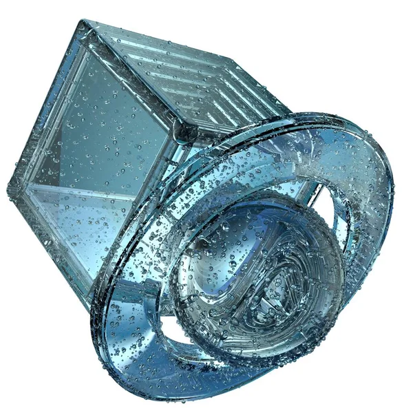 Boîtes Géométrie Transparentes Isolées Cristal Atmosphère Froide Abstraite Glacée Matériau — Photo