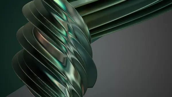 Obra Arte Contemporânea Bonita Verde Placa Metal Com Curvas Torções — Fotografia de Stock
