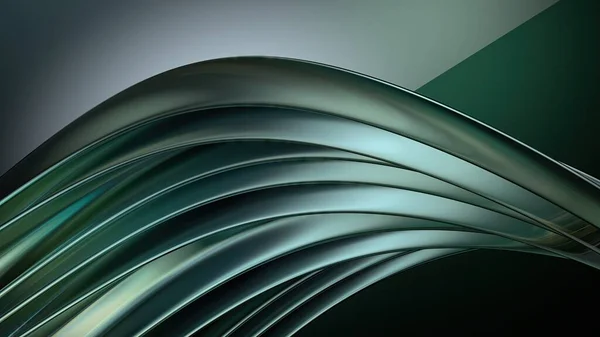 Зеленая Современная Художественная Плита Красивыми Изгибами Поворотами Металлических Абстрактных Элегантных — стоковое фото