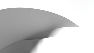 Onun keskin ve düz modern sanat düz düz ve eğrileri kombinasyonu bir roman gri soyut, zarif ve modern 3D görüntüleme. Yüksek çözünürlüklü 3D görüntüleme