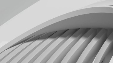 Keskin ve doğrusal çağdaş sanat eserleri ve eğrileri arasındaki karşıtlık etkilidir. Gri soyut, zarif ve modern 3D görüntüleme çözünürlüğü 3D