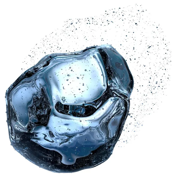 新鮮な氷の結晶冷たい冷たい水の夏青 抽象的 エレガントでモダンな3Dレンダリング画像高解像度の3Dレンダリング画像 — ストック写真