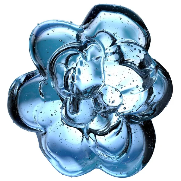 新鮮な氷の結晶冷たい水のさわやかな感じ青 抽象的 エレガントでモダンな3Dレンダリング画像高解像度3Dレンダリング画像 — ストック写真