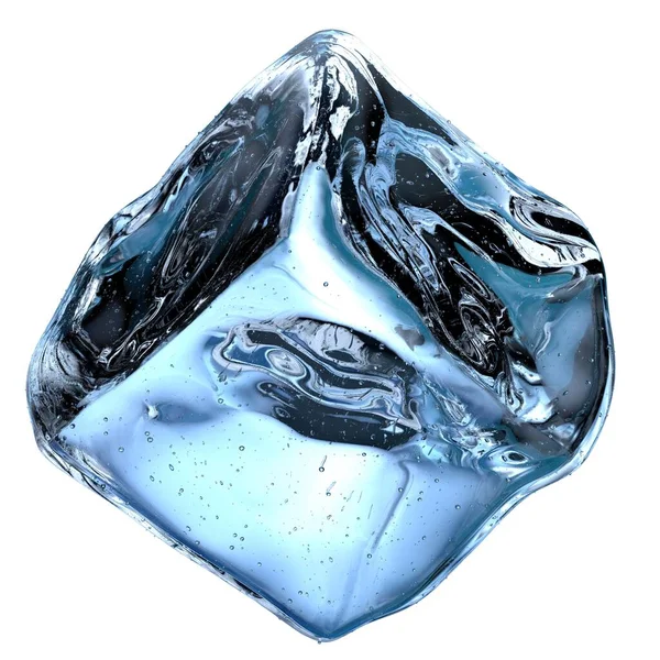 新鮮な氷の結晶冷たい宝石のクールな感じ冷たい青 抽象的 エレガントでモダンな3Dレンダリング画像のための水の中で溶解高解像度3Dレンダリング画像 — ストック写真
