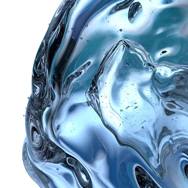 新鮮な氷の結晶寒さと涼しい夏の水青 抽象的 エレガントでモダンな3Dレンダリング画像高解像度3Dレンダリング画像 — ストック写真