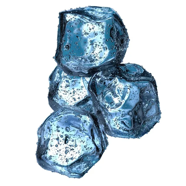 Friss Jégkristályok Frissítő Hideg Nyár Kék Absztrakt Elegáns Modern Renderelés — Stock Fotó