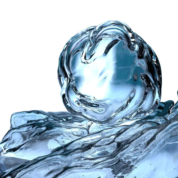 新鮮な氷の結晶冷たい水で夏を冷却青 抽象的 エレガントでモダンな3Dレンダリング画像高解像度3Dレンダリング画像 — ストック写真