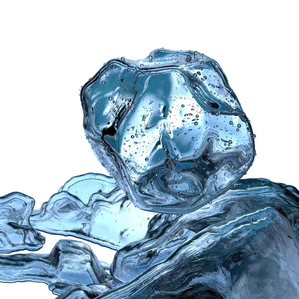 新鮮な氷の結晶夏の冷却水の宝石青 抽象的 エレガントでモダンな3Dレンダリング画像高解像度3Dレンダリング画像 — ストック写真