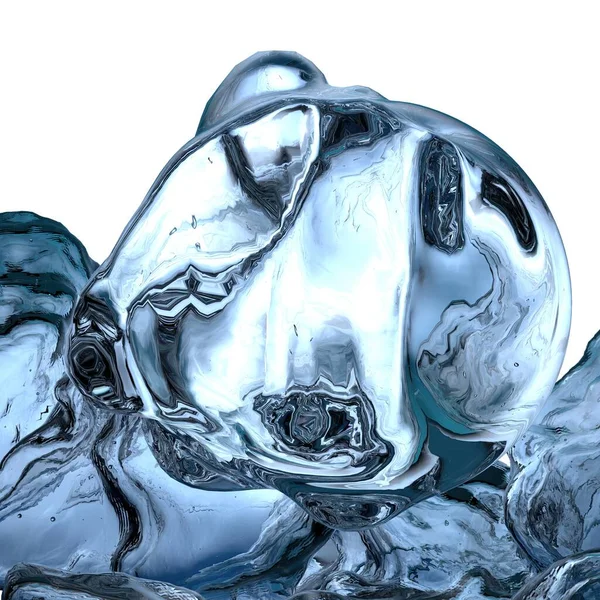 新鮮な氷の結晶冷たい夏の水青 抽象的 エレガントでモダンな3Dレンダリング画像高解像度の3Dレンダリング画像 — ストック写真