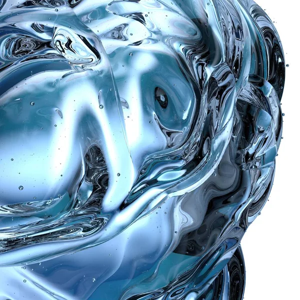 新鮮な氷の結晶冷却水の涼しさで夏をお楽しみください青 抽象的 エレガントでモダンな3Dレンダリング画像高解像度3Dレンダリング画像 — ストック写真