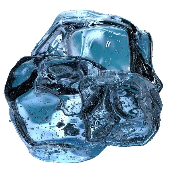 新鮮な氷の結晶夏に最適な冷たい水青 抽象的 エレガントでモダンな3Dレンダリング画像高解像度3Dレンダリング画像 — ストック写真