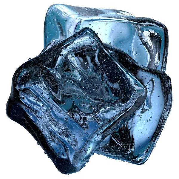 新鲜冰晶冷水宝石冷却冷蓝色 现代三维渲染图像高分辨率三维渲染图像 — 图库照片