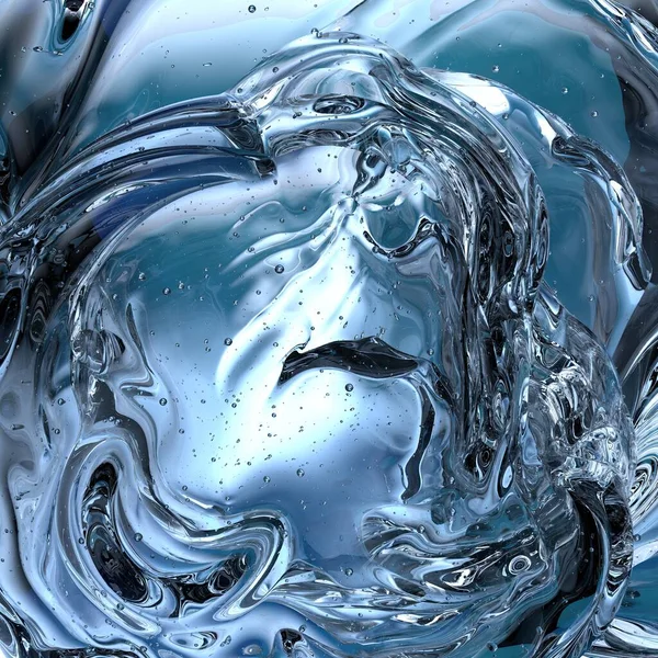 新鮮な氷の結晶冷たい水の夏青 抽象的 エレガントでモダンな3Dレンダリング画像高解像度の3Dレンダリング画像 — ストック写真