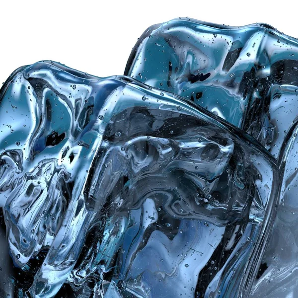Friss Jégkristályok Frosty Jewel Víz Kék Absztrakt Elegáns Modern Renderelő — Stock Fotó