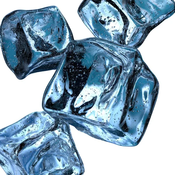 新鮮な氷の結晶水のさわやかな感じ夏の涼しい青 抽象的 エレガントでモダンな3Dレンダリング画像高解像度の3Dレンダリング画像 — ストック写真