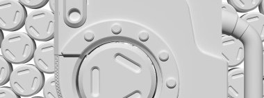 Mekanik makinelerin ve yapıların uzak bir bakış açısıyla birleştirilmiş bir işbirliği. Gri Yüksek Çözünürlüklü 3D görüntülemede soyut, zarif ve modern 3D görüntüleme.