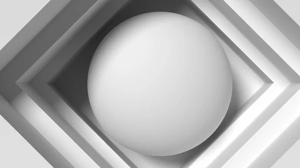 最小限のフラットレイグレー抽象3Dレンダリングイメージは 現代のアートスタイルで球と菱形の幾何学のシンプルさを表現します 高解像度3Dレンダリングイメージ — ストック写真