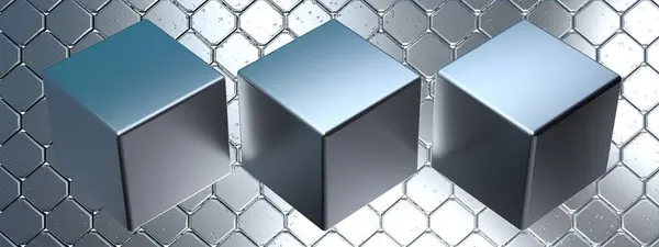 Hexagonális Minta Box Egy Absztrakt Elegáns Modern Renderelő Kép Hűvös — Stock Fotó