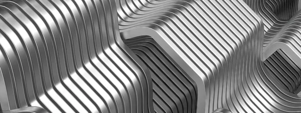 重いベジエの快適な金属のトーン 銀製の金属抽象的で エレガントで現代3Dレンダリングのイメージの解像度3Dレンダリングイメージ — ストック写真