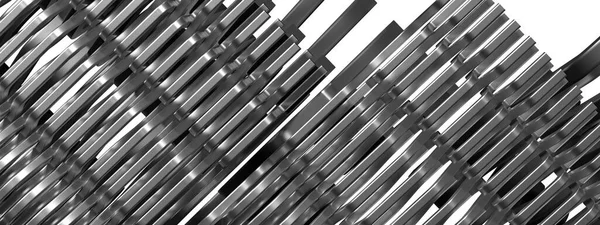 Wavy Bezier Cómodo Tono Metálico Plata Metálico Imagen Renderizado Abstracta — Foto de Stock