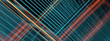 Siberpunk Neon Işıkları Fütürist ışık, doğrusal yansıma Teal ve Orange Abstract, Zarif ve Modern 3D görüntüleme çözünürlüğü 3D görüntüleme